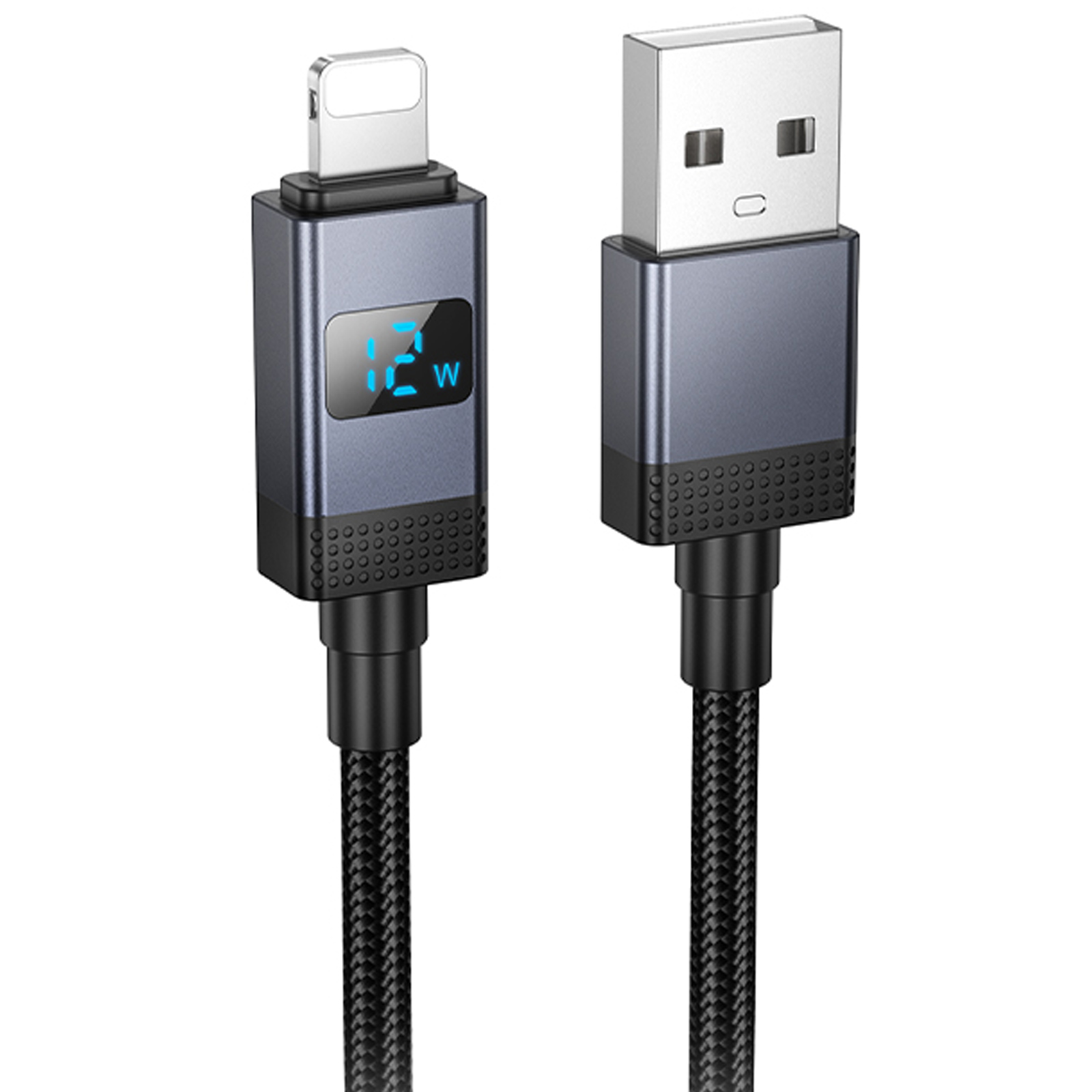 Дата кабель Hoco X118 Generous with display USB to Lightning 2.4A (1m) (Black)