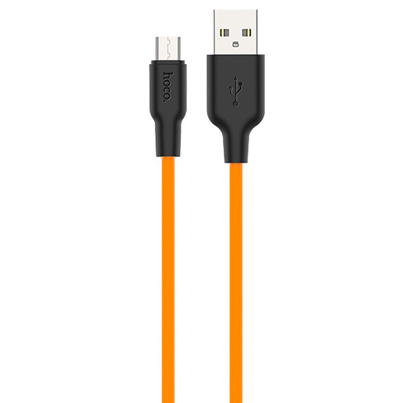 Дата кабель Hoco X21 Plus Silicone MicroUSB Cable (1m) (Black / Orange)
