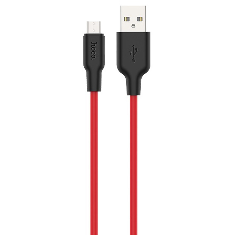 Дата кабель Hoco X21 Plus Silicone MicroUSB Cable (1m) (Black / Red)