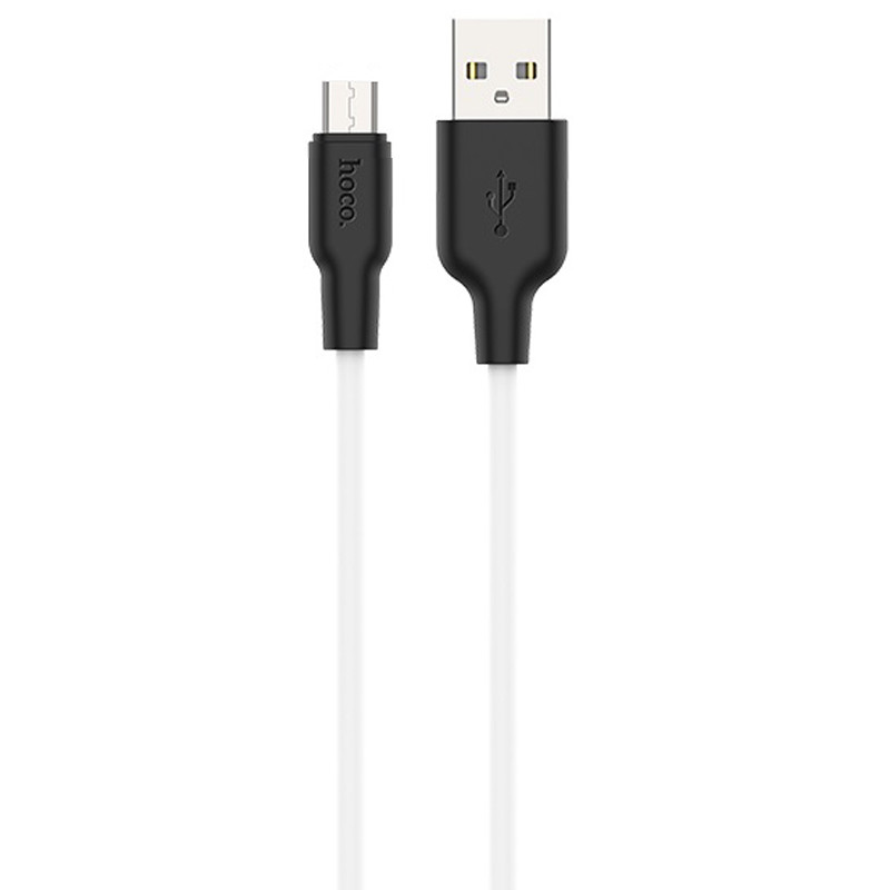 Дата кабель Hoco X21 Plus Silicone MicroUSB Cable (1m) (Чорний / білий)