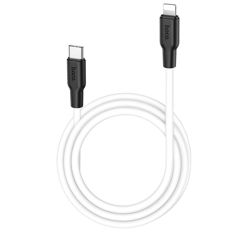 Дата кабель Hoco X21 Plus Silicone Type-C to Lightning (1m) (Черный / Белый)