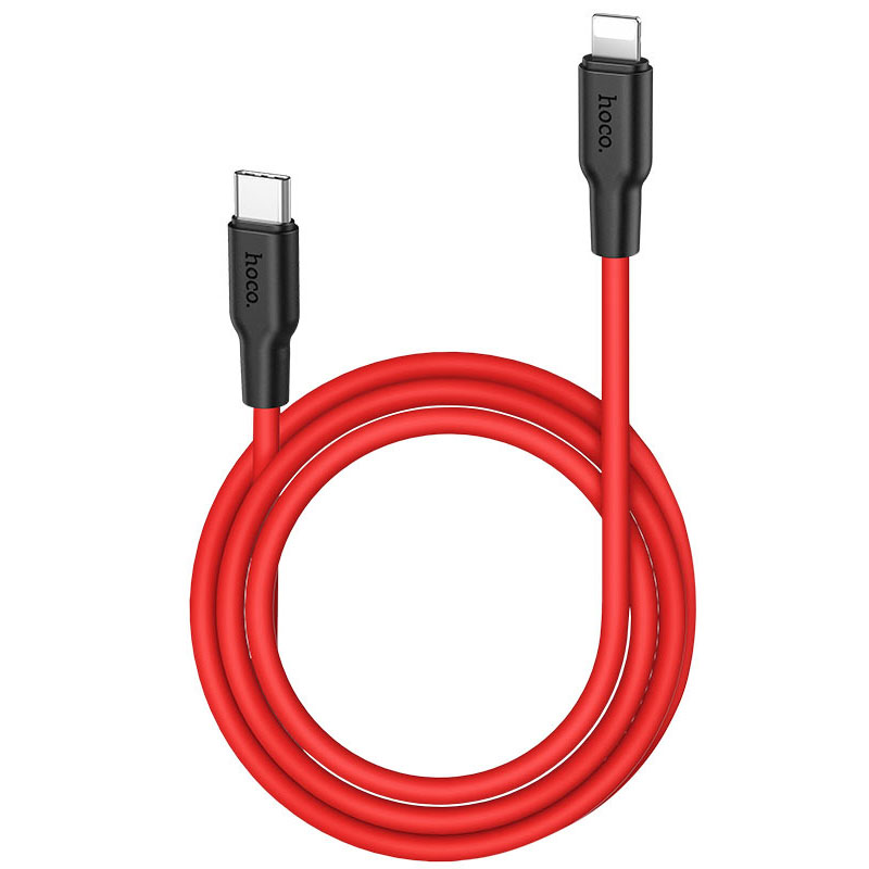 Дата кабель Hoco X21 Plus Silicone Type-C to Lightning (1m) (Черный / Красный)