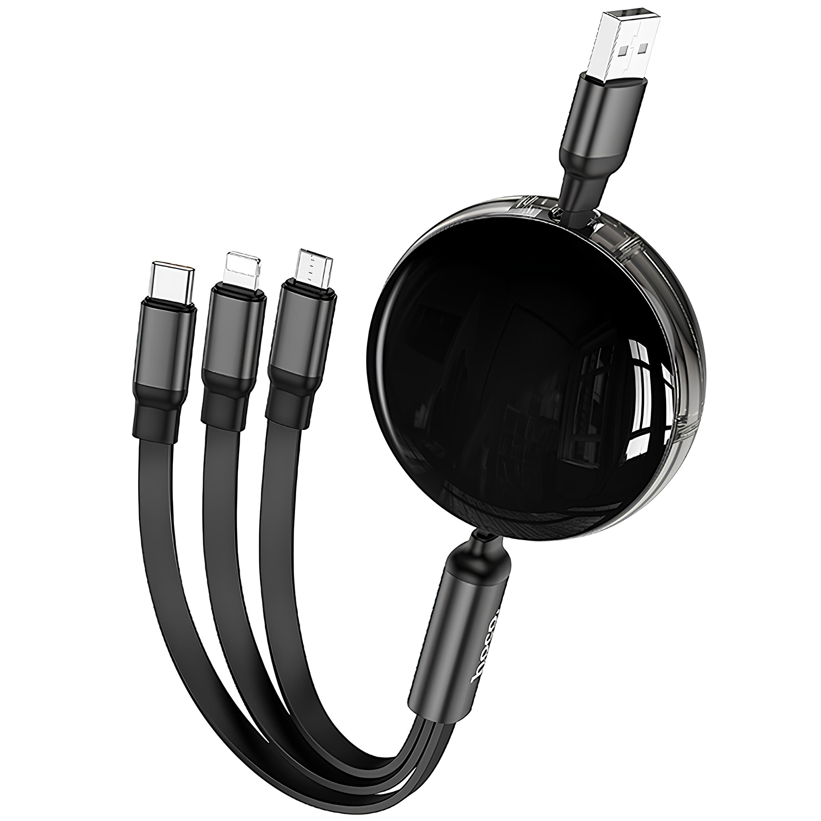 Дата кабель Hoco X78 Easy pull storage 3in1 (1m) (Black)