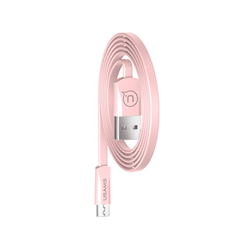 Дата кабель USAMS US-SJ201 USB to MicroUSB 2A (1.2m) (Розовый)