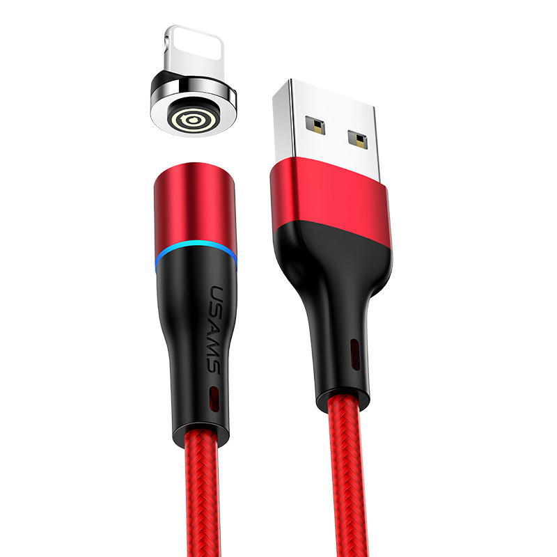 Дата кабель USAMS US-SJ352 U32 Magnetic USB to Lightning (1m) (2.4A) (Красный)