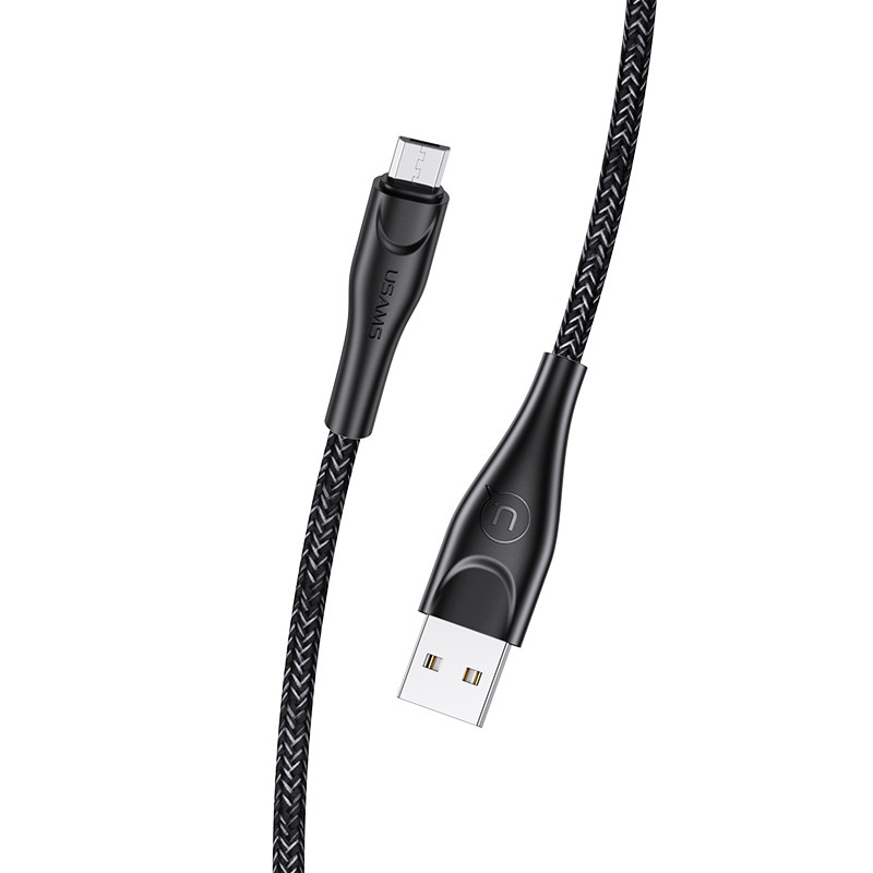 Дата кабель Usams US-SJ393 U41 Micro Braided Data and Charging Cable 1m (Чорний)
