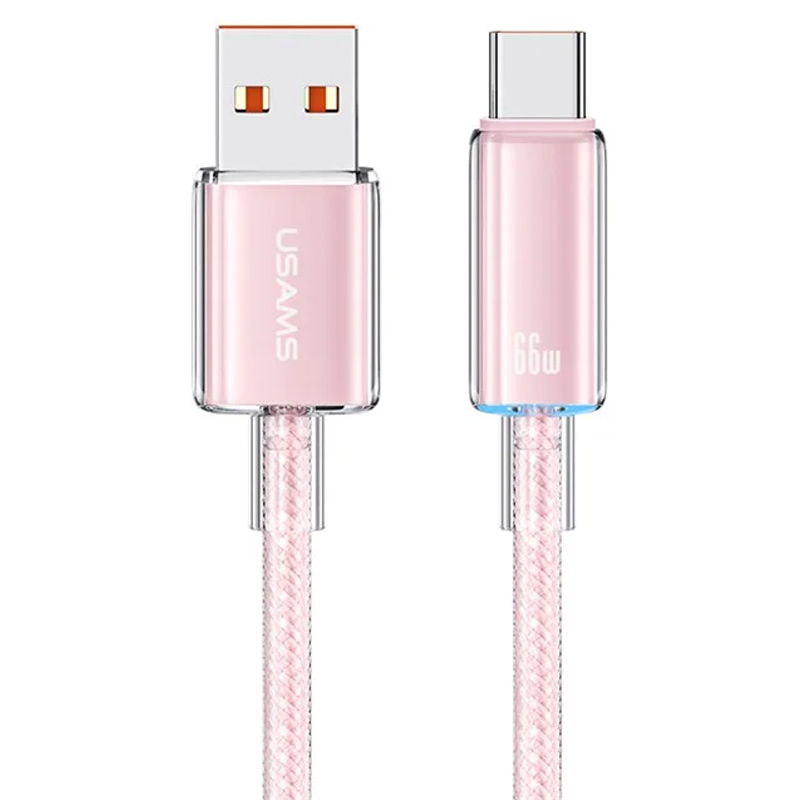 Дата кабель USAMS US-SJ658 USB to Type-C 6A Cloud Series (1.2m) (Pink)