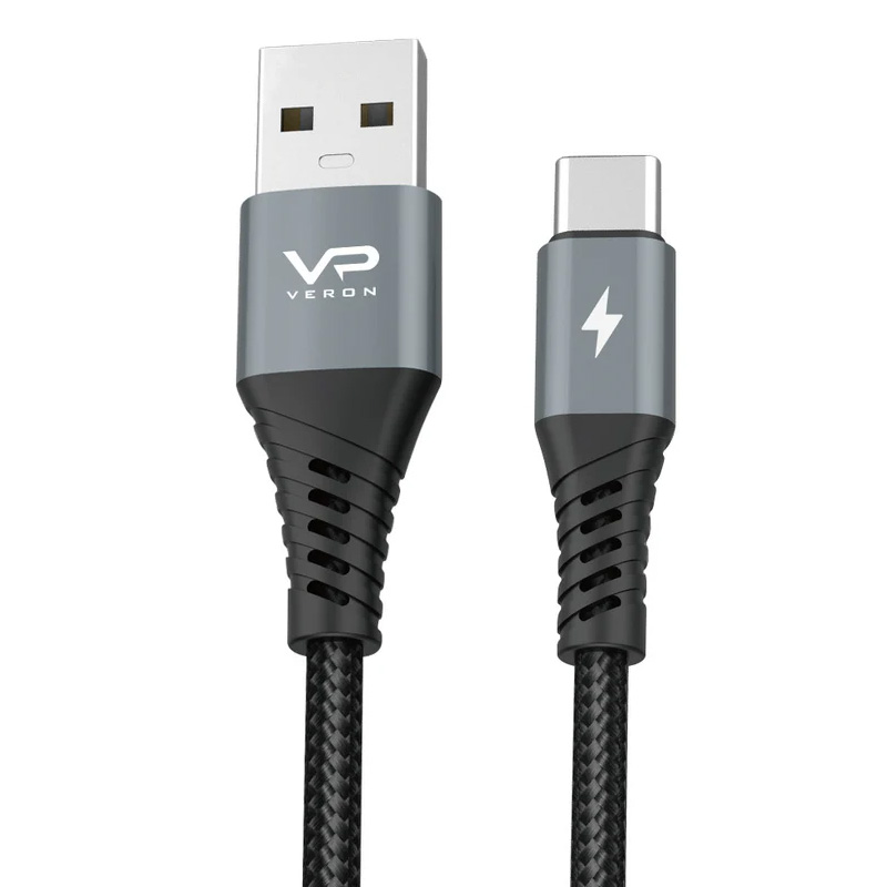Дата кабель Veron NC09 Nylon USB to Type-C 3A (0.25m) (Black)