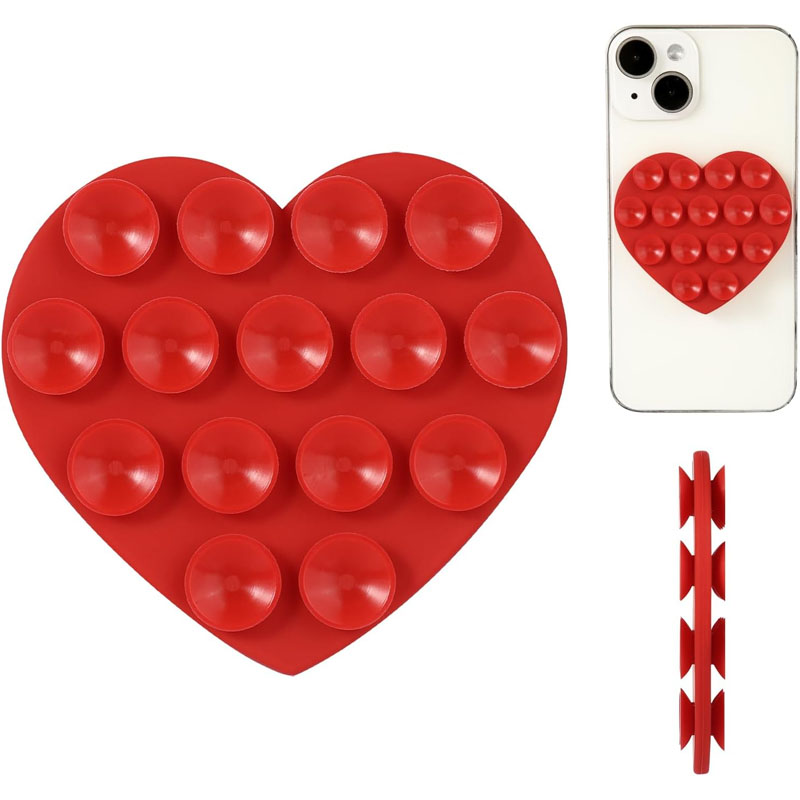 Тримач-присоска для телефона Double Side Silicone Heart (Red)