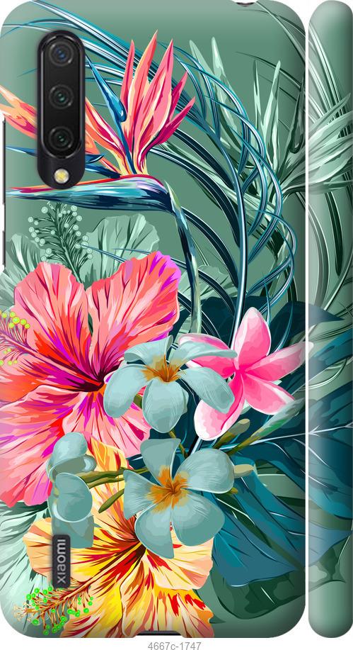 Чехол на Xiaomi Mi 9 Lite Тропические цветы v1