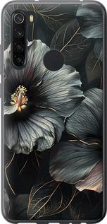 Чехол на Xiaomi Redmi Note 8 Черные цветы