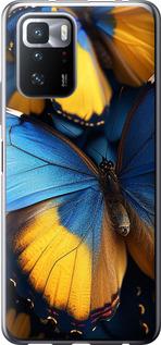 Чехол на Xiaomi Poco X3 GT Желто-голубые бабочки