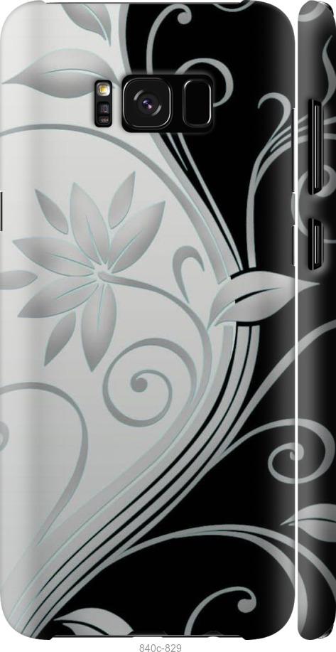 Чехол на Samsung Galaxy S8 Цветы на чёрно-белом фоне