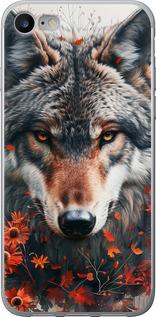 Чехол на iPhone 7 Wolf and flowers
