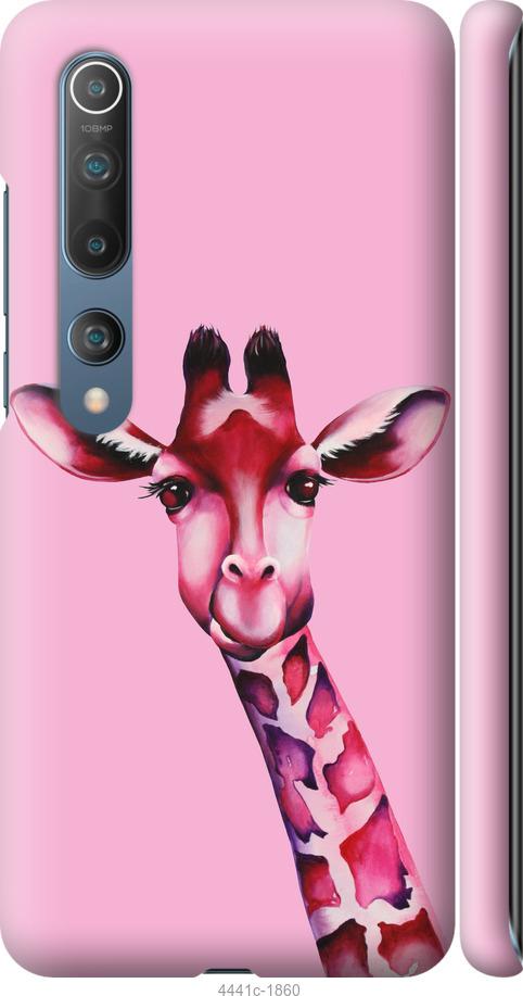 Чехол на Xiaomi Mi 10 Розовая жирафа