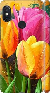 Чехол на Xiaomi Redmi Note 5 Pro Нарисованные тюльпаны