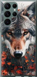 Чехол на Samsung Galaxy S22 Ultra Wolf and flowers