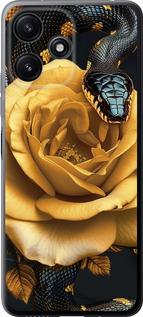 Чехол на Xiaomi Redmi 12 5G Black snake and golden rose