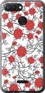 Чехол на Xiaomi Redmi 6 Красные розы на белом фоне