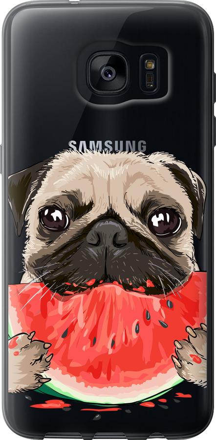 Чехол на Samsung Galaxy S7 Edge G935F Мопс и арбуз