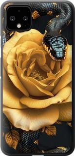 Чехол на Google Pixel 4 XL Black snake and golden rose