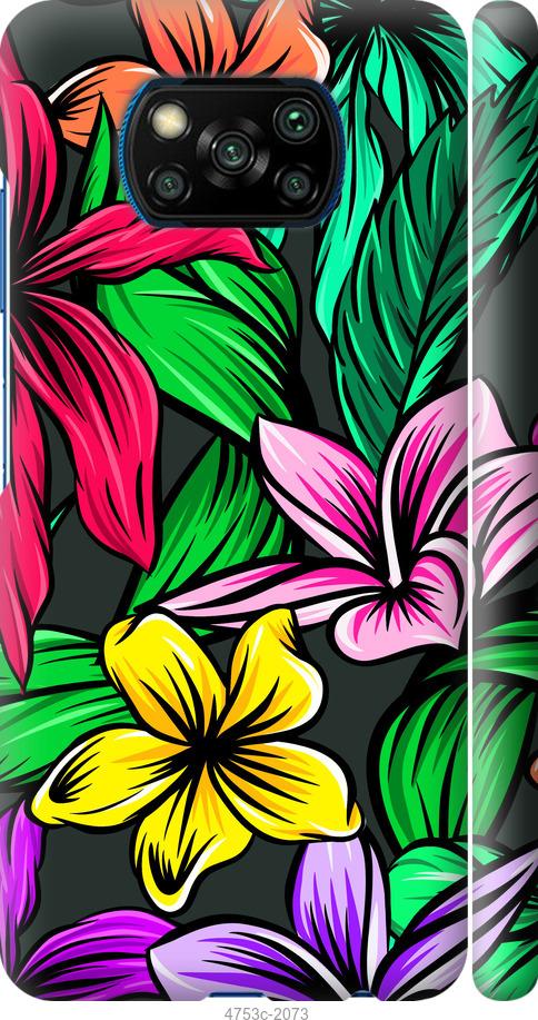 Чехол на Xiaomi Poco X3 Тропические цветы 1