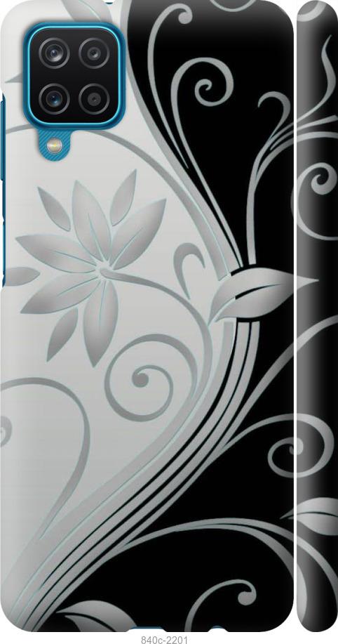 Чехол на Samsung Galaxy A12 A125F Цветы на чёрно-белом фоне