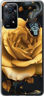 Чехол на Xiaomi Redmi Note 11 Black snake and golden rose