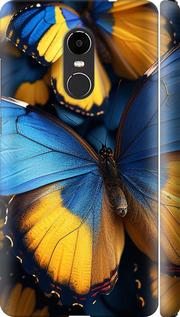 Чехол на Xiaomi Redmi Note 4X Желто-голубые бабочки