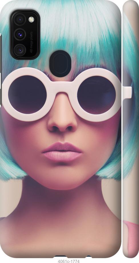 Чехол на Samsung Galaxy M30s 2019 Синеволосая девушка в очках