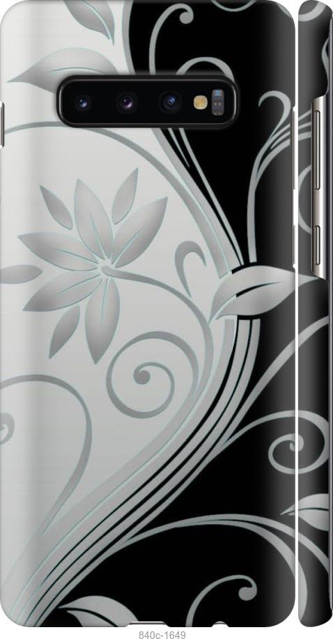 Чехол на Samsung Galaxy S10 Plus Цветы на чёрно-белом фоне