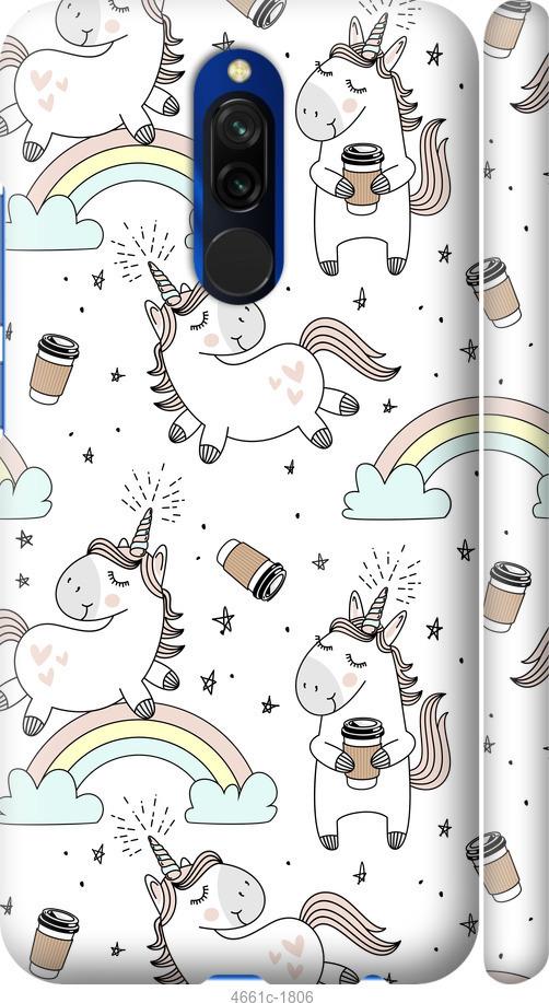 Чехол на Xiaomi Redmi 8 Единорог и кофе