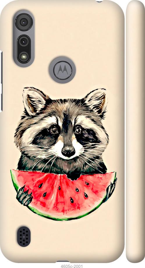 Чехол на Motorola E6s Енотик с арбузом
