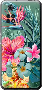 Чехол на Xiaomi Poco M4 Pro Тропические цветы v1