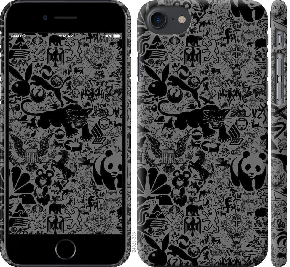 Чехол на iPhone 7 Чёрно-серый стикер бомбинг