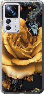 Чехол на Xiaomi 12T Pro Black snake and golden rose