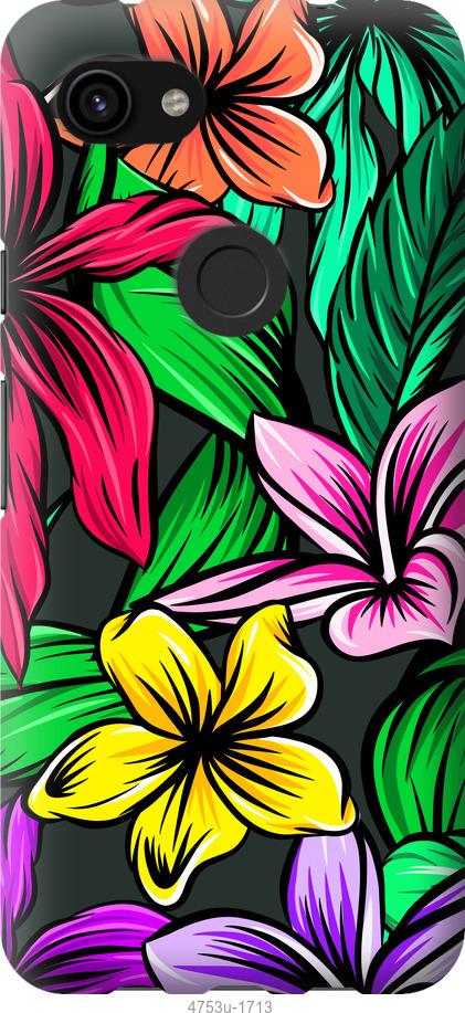 Чехол на Google Pixel 3a XL Тропические цветы 1