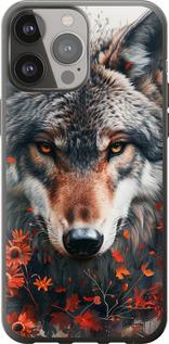 Чехол на iPhone 13 Pro Max Wolf and flowers