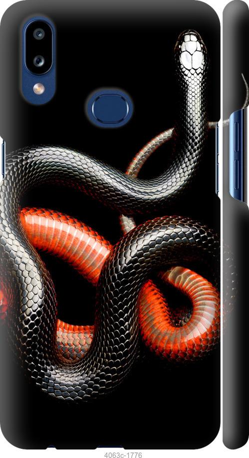 Чехол на Samsung Galaxy A10s A107F Красно-черная змея на черном фоне