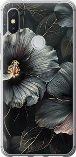 Чехол на Xiaomi Redmi S2 Черные цветы