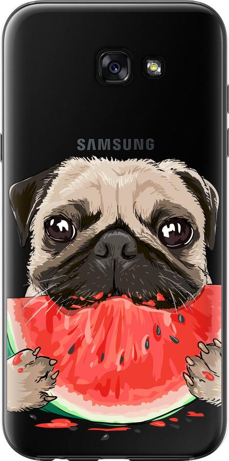 Чехол на Samsung Galaxy A7 (2017) Мопс и арбуз