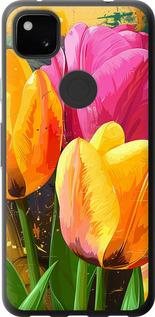 Чехол на Google Pixel 4A Нарисованные тюльпаны