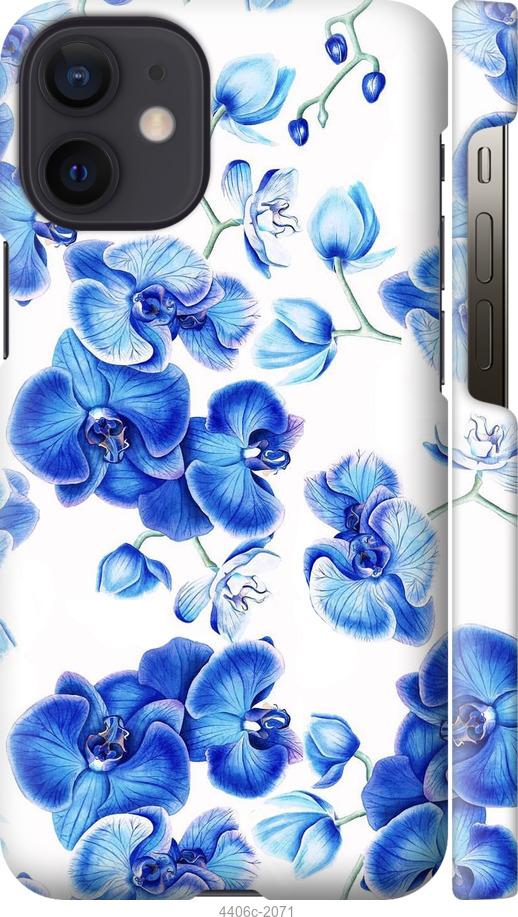 Чехол на iPhone 12 Mini Голубые орхидеи