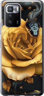 Чехол на Xiaomi Redmi Note 10 Pro 5G Black snake and golden rose