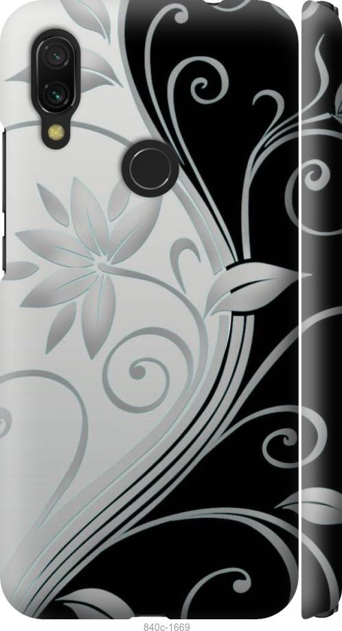 Чехол на Xiaomi Redmi 7 Цветы на чёрно-белом фоне