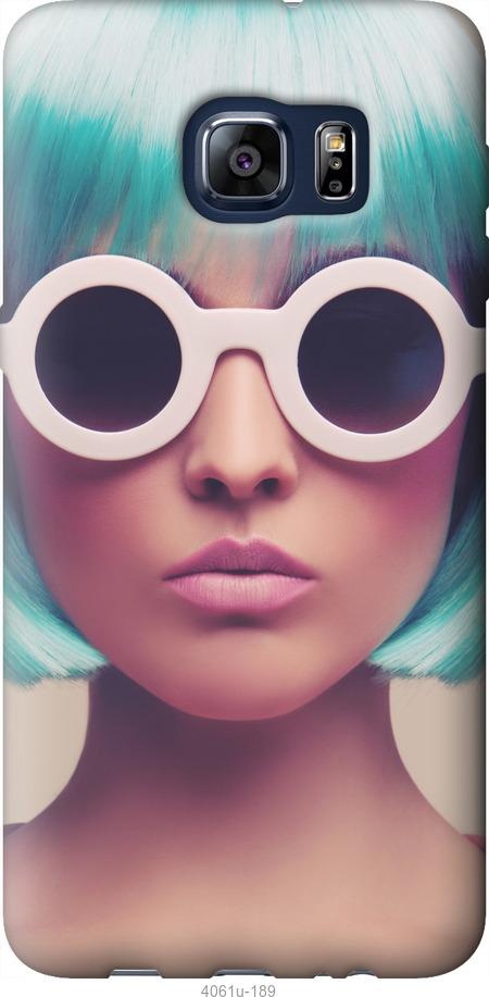 Чехол на Samsung Galaxy S6 Edge Plus G928 Синеволосая девушка в очках