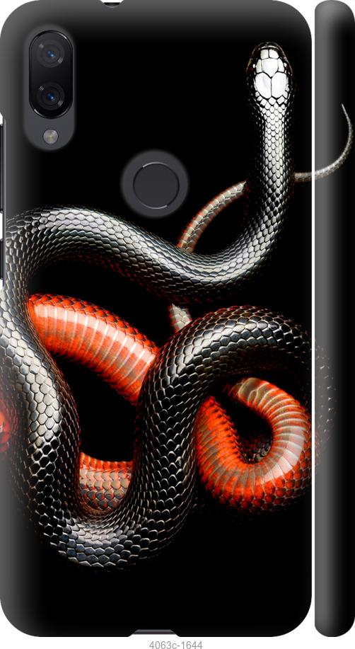 Чехол на Xiaomi Mi Play Красно-черная змея на черном фоне