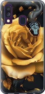 Чехол на Samsung Galaxy A40 2019 A405F Black snake and golden rose