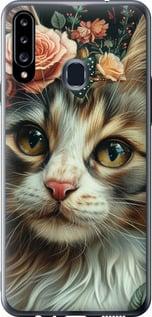 Чехол на Samsung Galaxy A20s A207F Cats and flowers