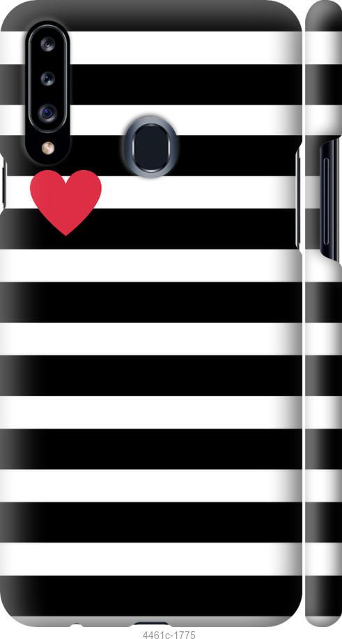 Чехол на Samsung Galaxy A20s A207F Черно-белые полосы